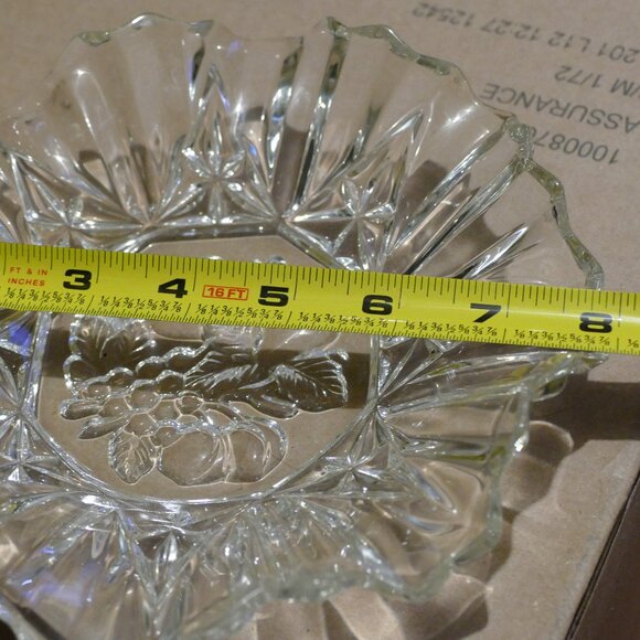 Vintage Federal Clear Glass Fruit Dish/Bowl - Pioneer Pattern w/ Ruffle Edge - Picture 11 of 15